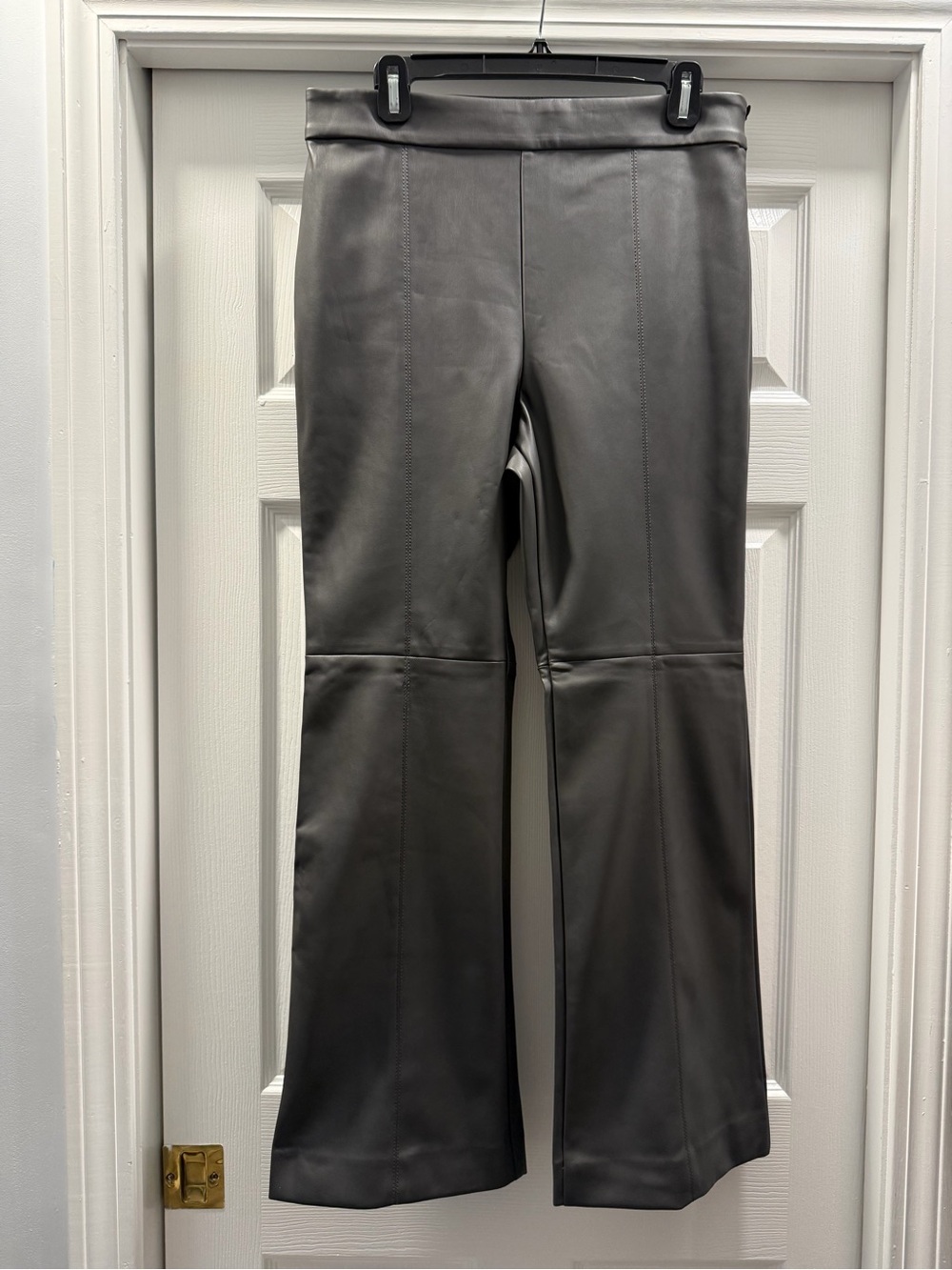 Ann Taylor Faux Gray Leather Boot-cut Side Zipped Petite Trouser - 12P